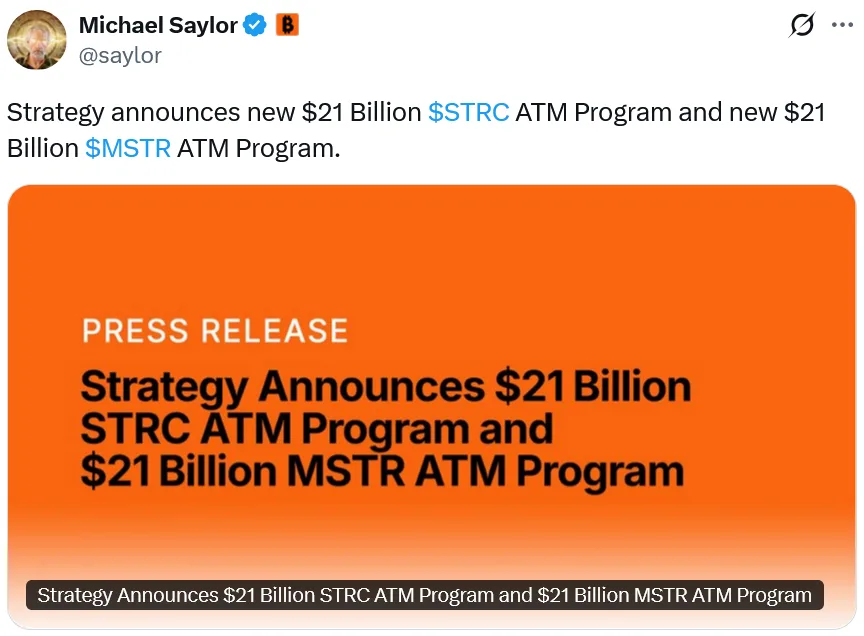 Strategy's Saylor announcement on Bitcoin (BTC)