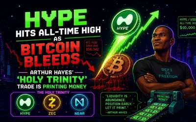 HYPE Hits All-Time High as Bitcoin Bleeds — Arthur Hayes’ “Holy Trinity” Trade Is Printing Money