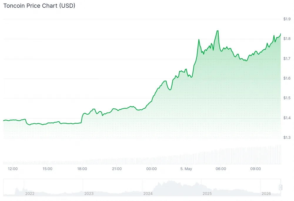 Chart showing TON price on May 5