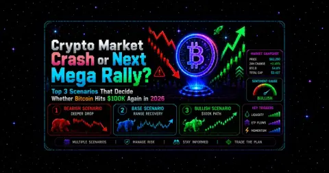 Crypto Market Crash or Next Mega Rally? Top 3 Scenarios That Decide Whether Bitcoin Hits $100K Again in 2026