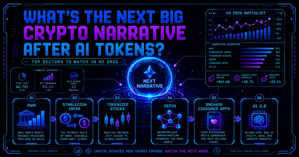 What’s the Next Big Crypto Narrative After AI Tokens? Top Sectors to Watch in H2 2026