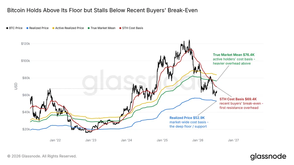 Chart showing Bitcoin's floor. Source: Glassnode