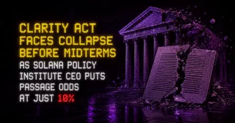 Clarity Act Faces Collapse Before Midterms as Solana Policy Institute CEO Puts Passage Odds at Just 10%