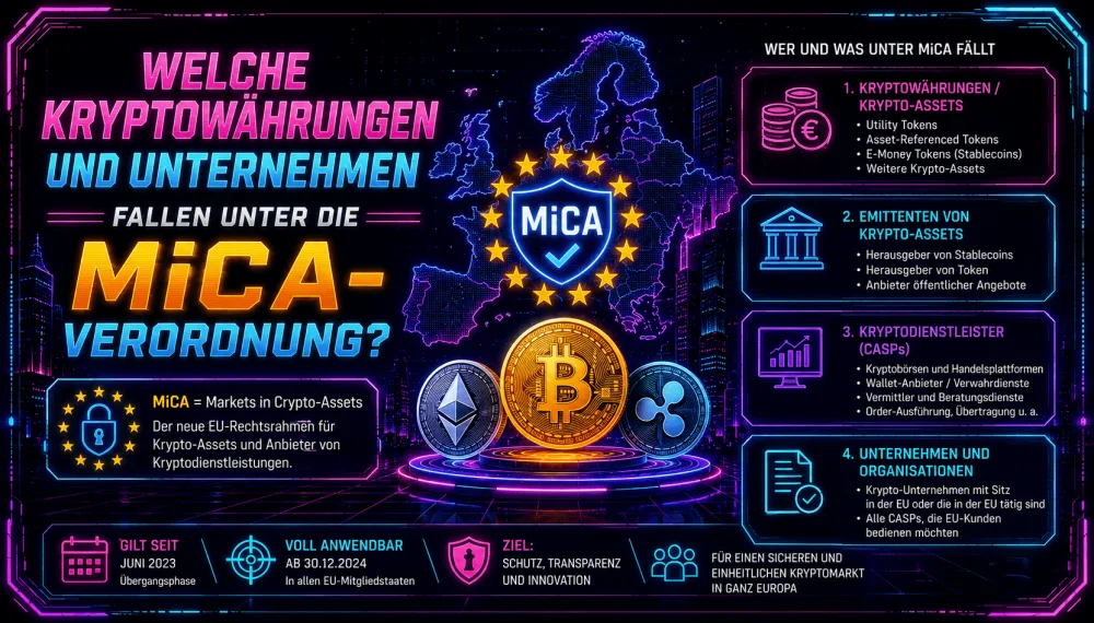 Welche Kryptowährungen und Unternehmen Fallen unter die MiCA-Verordnung?