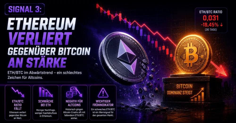 Signal 3: Ethereum Verliert Gegenüber Bitcoin An Stärke