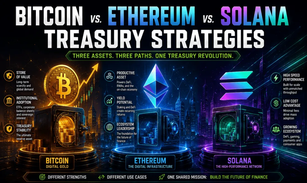 Bitcoin vs. Ethereum vs. Solana Treasury Strategies