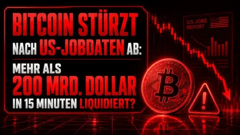 Bitcoin stürzt nach US-Jobdaten ab: Mehr als 200 Mrd. Dollar in 15 Minuten liquidiert?