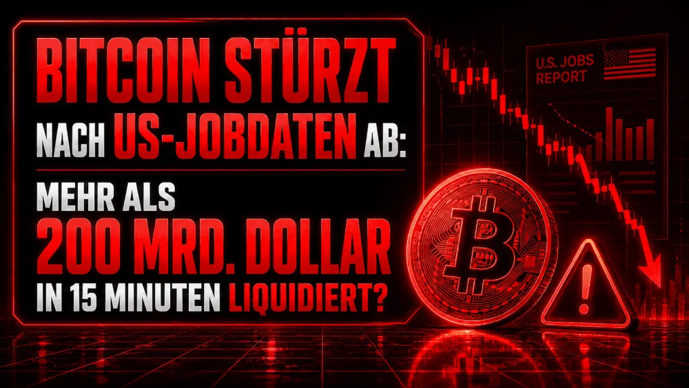 Bitcoin stürzt nach US-Jobdaten ab: Mehr als 200 Mrd. Dollar in 15 Minuten liquidiert?