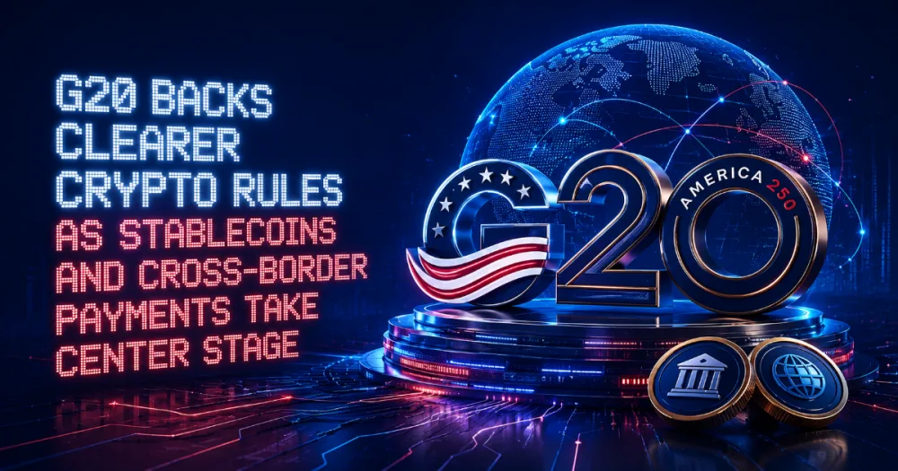 G20 Backs Clearer Crypto Rules as Stablecoins and Cross-Border Payments Take Center Stage