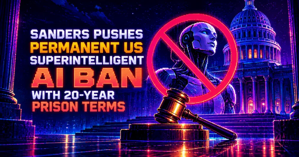 Sanders Pushes Permanent US Superintelligent AI Ban With 20-Year Prison Terms